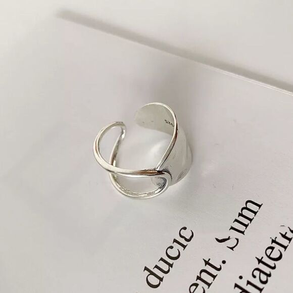 NEW 925 Sterling Silver Open Adjustable Ring Choice Weaved Knot or Wide Ring - Picture 11 of 16